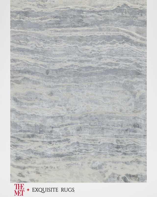 Travertine Hand-Loomed Silver Rug, 8' x 10'